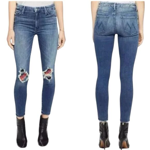 MOTHER High Waisted Looker Ankle Fray Jeans Destroyed Size 31 - Picture 1 of 16